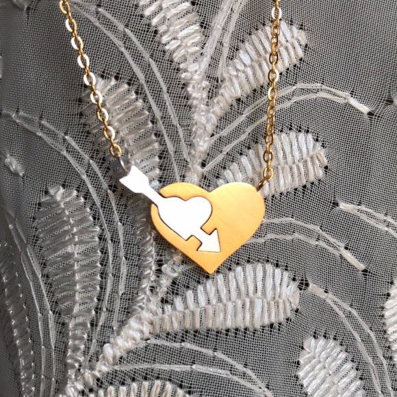 💘Arrow Heart Necklace gold & silver - Picture 4 of 5